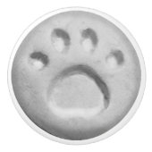 Grijze hondenpootafdrukken keramische knop (Voorkant)