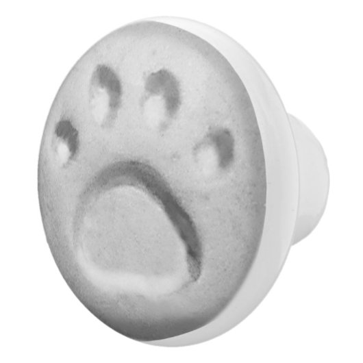 Grijze hondenpootafdrukken keramische knop (Rechts)