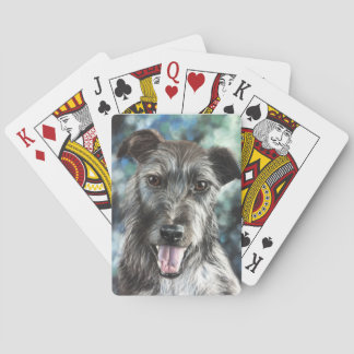 Grijze hondenpuppy pokerkaarten