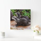 Grijze Hongaarse otters, vierkante wandklok (Huis)