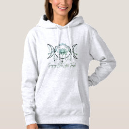 Grijze Hoodie, Drievoudige Godin & Lotus Groen  Hoodie
