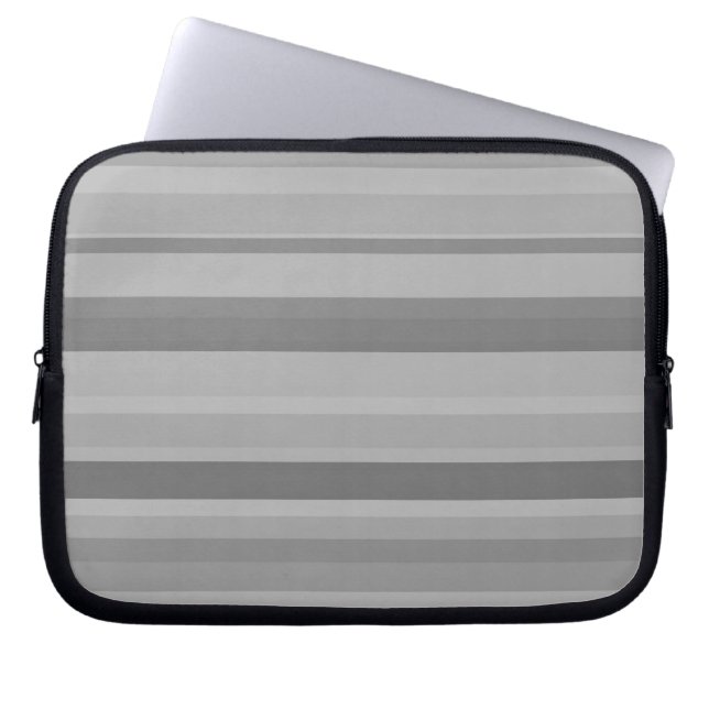 Grijze horizontale strepen laptop sleeve (Voorkant)