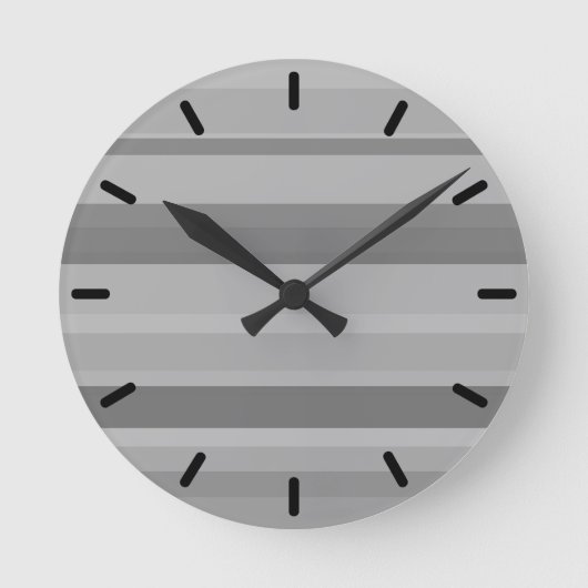 Grijze horizontale strepen ronde klok (Voorkant)