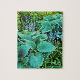 Grijze hosta en ganzentuinen voor planten legpuzzel