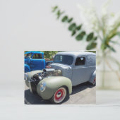 Grijze Hot Rod Briefkaart (Staand voorkant)