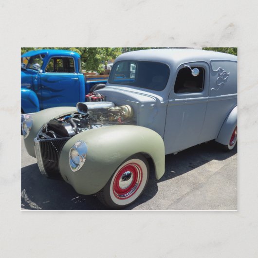Grijze Hot Rod Briefkaart (Voorkant)