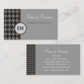 Grijze Houndstooth Monogram Visitekaartje (Voorkant / Achterkant)