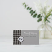 Grijze Houndstooth Monogram Visitekaartje (Staand voorkant)