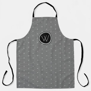 Grijze Houndstooth Schort met Zilveren Accent