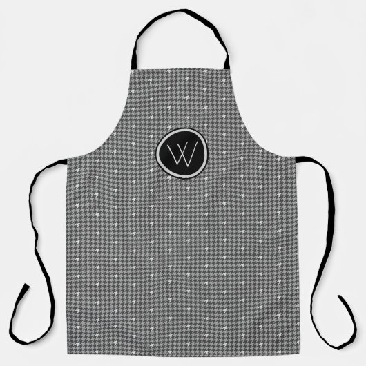 Grijze Houndstooth Schort met Zilveren Accent (Voorkant)