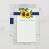 Grijze hout Blauwe Zonnebloem Rustieke Trouwdeken Kaart (Voorkant / Achterkant)