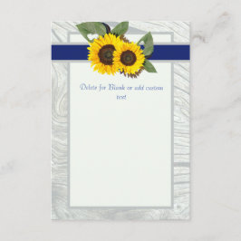 Grijze hout Blauwe Zonnebloem Rustieke Trouwdeken Kaart