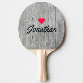 Grijze Houten Antieke Hart Handtekening Tafeltennisbatje