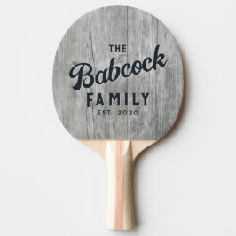 Grijze Houten Retro Familie Naam & Jaar Tafeltennisbatje