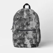 Grijze houten schors camo Zwart-wit Bedrukte Rugzak (Voorkant)