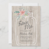 Grijze houtflorale mason Jar script vrijgezellenfe Kaart (Voorkant)