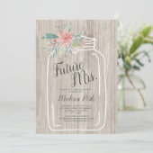 Grijze houtflorale mason Jar script vrijgezellenfe Kaart (Staand voorkant)