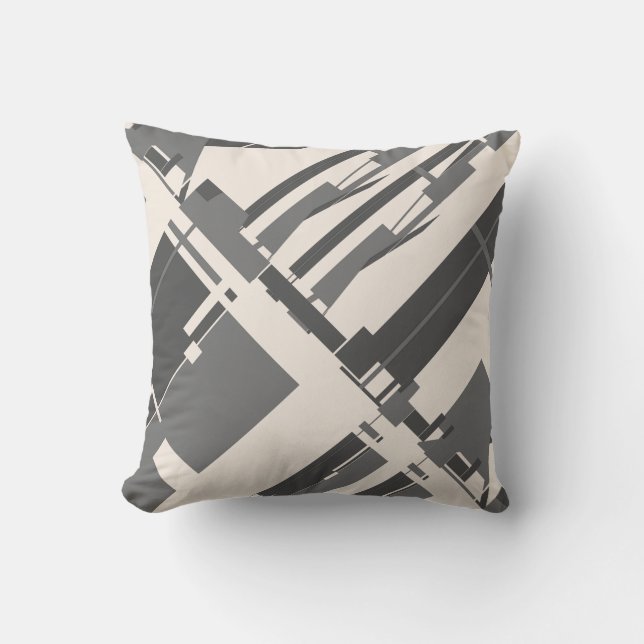 Grijze Houtskool Beige Southwest Art Look Diagonaa Kussen (Voorkant)