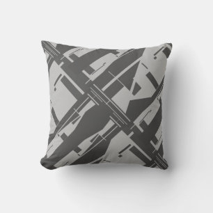 Grijze houtskool diagonaal Abstract Art Design Kussen