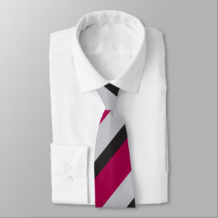 Grijze houtskool & diepe Raspberry Regimental Stri Stropdas