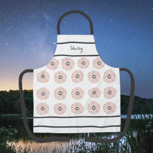 Grijze houtskool en roze Floral Apron Schort