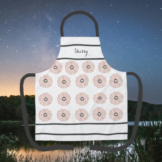 Grijze houtskool en roze Floral Apron Schort