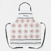 Grijze houtskool en roze Floral Apron Schort (Voorkant)