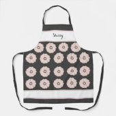 Grijze houtskool en roze Floral Apron Schort (Voorkant)