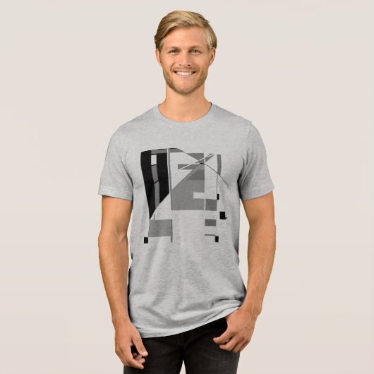 Grijze Houtskool Zwart Zuidwest Art Look Abstract Tri-Blend Shirt (Voorkant volledig)