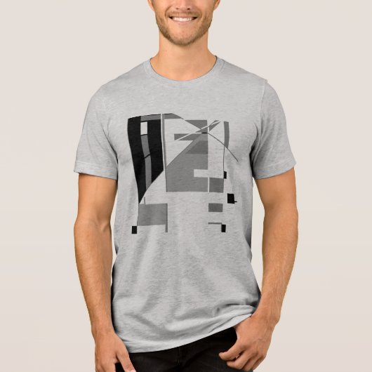 Grijze Houtskool Zwart Zuidwest Art Look Abstract Tri-Blend Shirt (Voorkant)