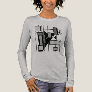Grijze Houtskool Zwarte Vormen MCM Look Art Design Tri-Blend Shirt
