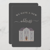 Grijze Huis Gepersonaliseerde Nieuwe Adres Aankond (Voorkant / Achterkant)