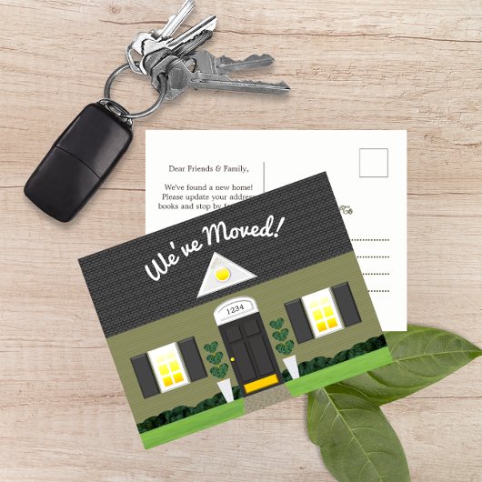 Grijze Huis Gevels Nieuw Adres Briefkaart