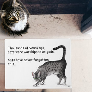 Grijze humoristische grillige kat Egyptische Mau Deurmat