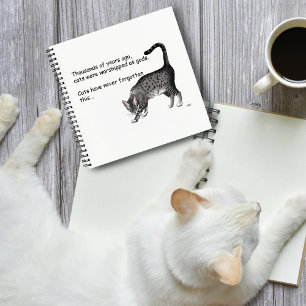 Grijze humoristische grillige kat Egyptische Mau Notitieboek