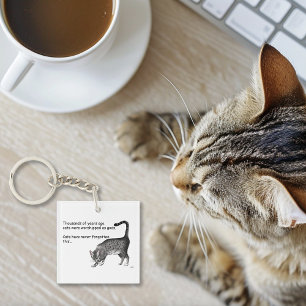 Grijze humoristische grillige kat Egyptische Mau Sleutelhanger
