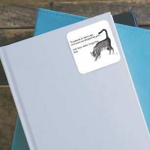 Grijze humoristische grillige kat Egyptische Mau Vierkante Sticker