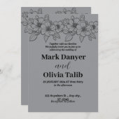 Grijze huwelijksuitnodiging / eenvoudig & romantis kaart (Voorkant / Achterkant)