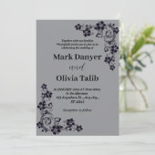 Grijze huwelijksuitnodiging / eenvoudig & romantis kaart (Staand voorkant)