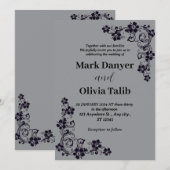 Grijze huwelijksuitnodiging / eenvoudig & romantis kaart (Voorkant / Achterkant)