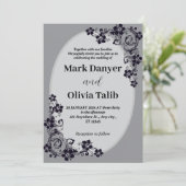 Grijze huwelijksuitnodiging / eenvoudig & romantis kaart (Staand voorkant)