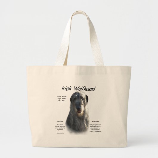Grijze Ierse Wolfhound Geschiedenis Grote Tote Bag (Voorkant)