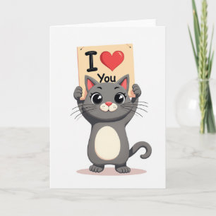 Grijze Ik Hou Van Jou Kaart Voor Kattenliefhebbers