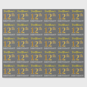 Grijze, imitatie Gold Kijk "12e BIRTHDAY" Cadeaupapier