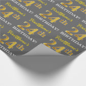 Grijze, imitatie Gold Kijk "24e BIRTHDAY" Cadeaupapier (Hoek)
