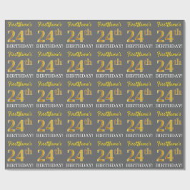 Grijze, imitatie Gold Kijk "24e BIRTHDAY" Cadeaupapier