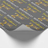 Grijze, imitatie Gold Kijk "2e BIRTHDAY" Cadeaupapier (Hoek)