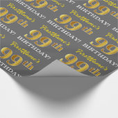 Grijze, imitatie Gold Kijk "99e BIRTHDAY" Cadeaupapier (Hoek)