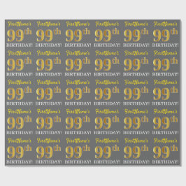 Grijze, imitatie Gold Kijk "99e BIRTHDAY" Cadeaupapier