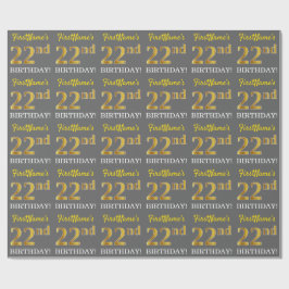 Grijze, imitatie Gold look "22e BIRTHDAY" Cadeaupapier